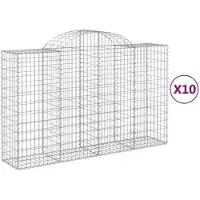 vidaXL Gabions avec arc surélevé 10pcs 200x50x120/140cm Fer galvanisé
