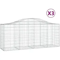 vidaXL Gabions avec arc surélevé 3 pcs. 200x50x80/100 cm Fer galvanisé