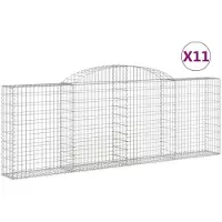 vidaXL Gabions avec arc surélevé 11 pcs 300x30x100/120cm Fer galvanisé