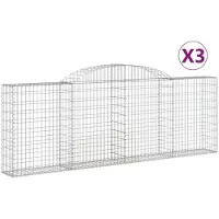 vidaXL Gabions avec arc surélevé 3 pcs. 300x30x100/120cm Fer galvanisé