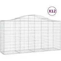 vidaXL Gabions avec arc surélevé 12 pcs 200x50x100/120cm Fer galvanisé