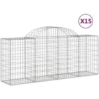vidaXL Gabions avec arc surélevé 15 pcs. 200x50x80/100cm Fer galvanisé