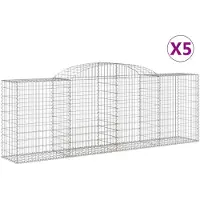 vidaXL Gabions avec arc surélevé 5 pcs. 300x50x100/120cm Fer galvanisé