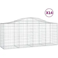 vidaXL Gabions avec arc surélevé 14 pcs. 200x50x80/100cm Fer galvanisé