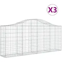 vidaXL Gabions avec arc surélevé 3 pcs. 200x30x80/100 cm Fer galvanisé