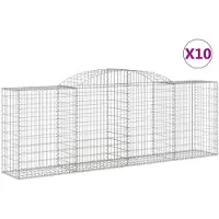 vidaXL Gabions avec arc surélevé 10 pcs 300x50x100/120cm Fer galvanisé