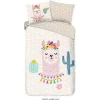 Good Morning Housse de couette enfant LLAMA 140x200/220 cm Multicolore