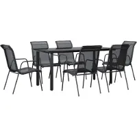 vidaXL Ensemble à manger de jardin 7 pcs noir textilène et acier