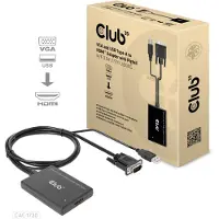 Club 3D VGA + USB-A vers HDMI (VGA, HDMI), Adaptateur vidéo, Noir
