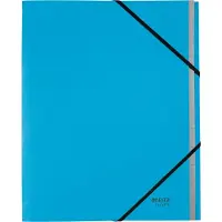 Leitz Chemise à rabats Recycle, A4, 12 compartiments avec onglets vierges, sommaire, fermeture élastique, 100 % recyclable, carton, bleu