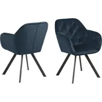 Actona Chaise de salle à manger pivotante Levon - bleu marine