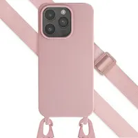 Selencia Coque silicone avec cordon amovible pour Apple iPhone 15 Pro - Sand Pink