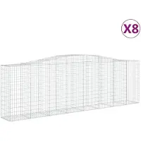 vidaXL Gabions avec arc surélevé 8 pcs. 400x50x120/140cm Fer galvanisé
