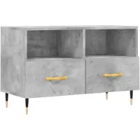 vidaXL Armoire TV gris béton 80x36x50 cm Bois composite