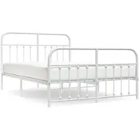 vidaXL Cadre de lit avec tête et pied de lit en métal blanc 135x190 cm