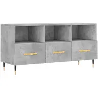 vidaXL Armoire TV gris béton 102x36x50 cm Bois composite