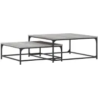 vidaXL Tables d'ensemble 2 pcs. Gris Sonoma Matériau dérivé du bois