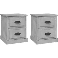 vidaXL Tables de chevet 2 pcs gris béton 39x39x47,5 cm bois ingénierie