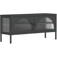 vidaXL Armoire TV noire 105x35x50 cm verre et acier