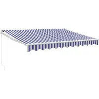 vidaXL Auvent rétractable Bleu et blanc 3x2,5 m Tissu et aluminium