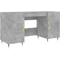 vidaXL Bureau gris béton 140x50x75 cm Bois composite