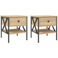 vidaXL Tables de chevet 2 pcs chêne sonoma 40x42x45 cm bois ingénierie