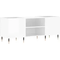 vidaXL Armoire à plateaux blanc brillant 121x38x48 cm Bois composite