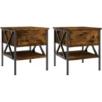 vidaXL Tables de chevet 2 pcs chêne fumé 40x42x45 cm bois d’ingénierie
