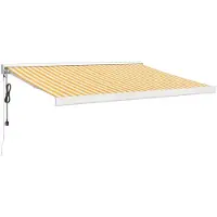 vidaXL Marquise rétractable jaune et blanc 3x2,5 m Tissu et aluminium