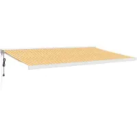 vidaXL Marquise rétractable jaune et blanc 5x3 m Tissu et aluminium