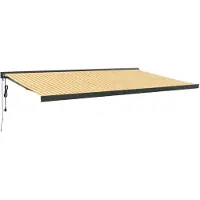 vidaXL Marquise rétractable jaune et blanc 5x3 m Tissu et aluminium
