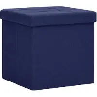 vidaXL Tabouret de rangement pliable Bleu Faux lin