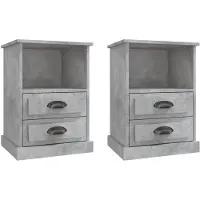 vidaXL Tables de chevet 2 pcs gris béton 43x36x60 cm