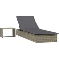 vidaXL Bain de soleil 1 pièce avec table Gris Poly Rattan