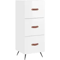 vidaXL Sideboard blanc brillant 34,5x34x90 cm Matériau dérivé du bois