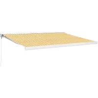 vidaXL Marquise rétractable jaune et blanc 4,5x3 m Tissu et aluminium
