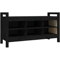 vidaXL Banc d'entrée Noir 110x40x60 cm Bois de pin massif