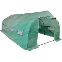 vidaXL Serre de jardin Polytunnel de jardin en bois, avec des parois en acier, 18 m²