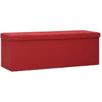 vidaXL Banc de rangement pliable Rouge bordeaux Faux lin