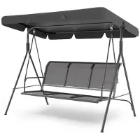 LifeGoods Balançoire - 3 places - jusqu'à 250KG - Toit inclinable - Parasol résistant aux UV - 172x104x162cm - Gris