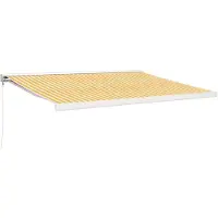 vidaXL Marquise rétractable jaune et blanc 4x3 m Tissu et aluminium