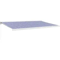 vidaXL Extension d'auvent 5x3 m tissu et aluminium bleu et blanc