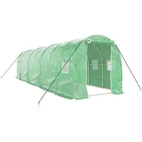 vidaXL Serre avec cadre en acier vert 16 m² 8x2x2 m