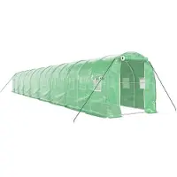vidaXL Serre avec cadre en acier vert 32 m² 16x2x2 m
