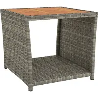vidaXL Table d'appoint avec plateau en bois Gris Poly rotin & bois d'acacia