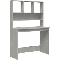 vidaXL Bureau avec étagère gris béton 102x45x148 cm Bois composite