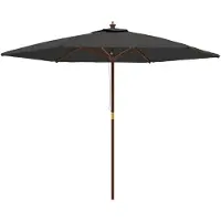 vidaXL Parasol avec mât en bois anthracite 299x240 cm