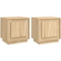 vidaXL Tables de chevet 2pcs chêne sonoma 44x35x45cm bois d'ingénierie