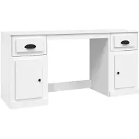vidaXL Bureau avec espace de rangement Blanc Bois composite