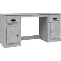 vidaXL Bureau avec espace de rangement gris béton Bois composite